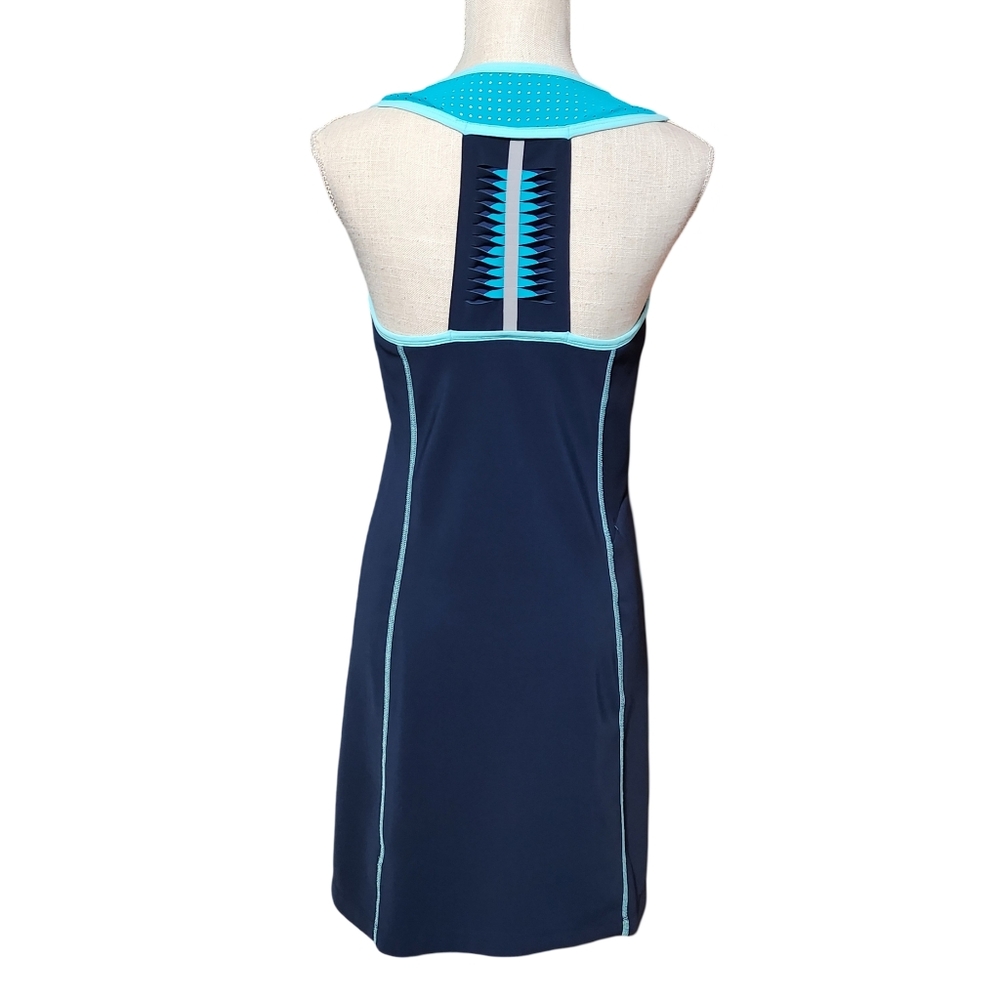 TITLE NINE Athletic Dress Womens Medium Navy Blue Aqua Sleeveless Racerback - Picture 4 of 14